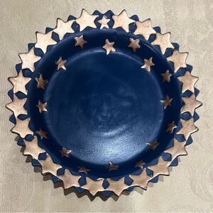 Blue Clay Dish with Gold Stars